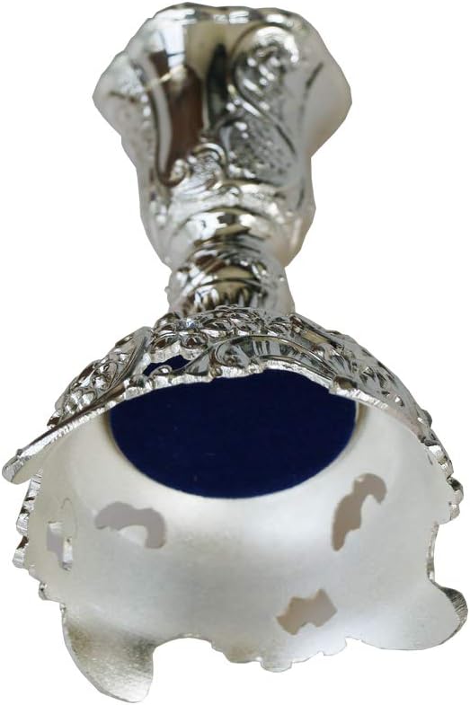 Silver Taper Candle Holders with Deluxe Engraved Design, Set of 2 Premium Metal Silver Candlestick Holders