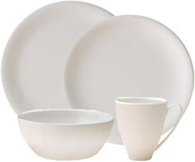 Denby China By Denby 16 Piece Dinner Set For 4 - White Porcelain Tableware - Dinner Plates, Lunch Plates, Cereal Bowls, Mugs - Dishwasher Safe, Durable Dining Set For Everyday Use - Oven Safe