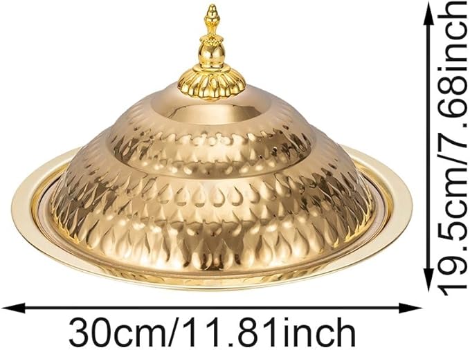 Stainless Steel Food Serving Tray with Lid, Decorative Serving Platter for Snacks Desserts Fruit Display for Kitchen Party