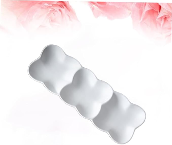 PRETYZOOM Ceramic Snack Serving Tray Nordic Style Appetizer Plate with Three Grids for Dips Condiments and Snacks White Dish for Gatherings and Everyday Use