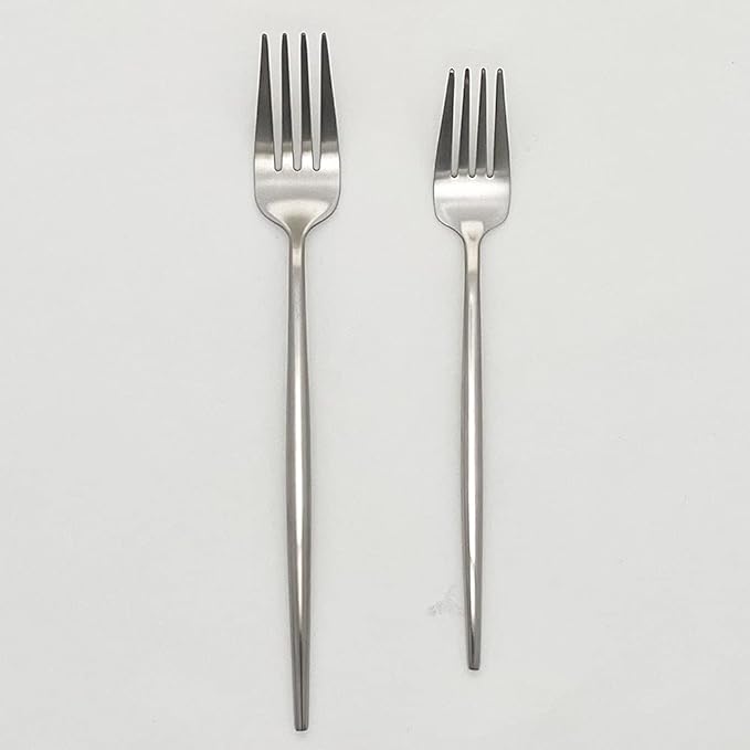 DragonFruitee 5-Piece Flatware Set, Matte Silver Finish, Premium Stainless Steel Luxury Tableware Cutlery Set for Home and Restaurant, Dishwasher-able