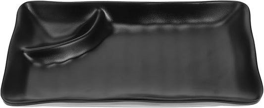 Kichvoe Japanese Sushi Dish 7.59X4.52 Inch Dumpling Plate with Vinegar Sauce Compartment Practical Dining Plate for Home Restaurant Buffet