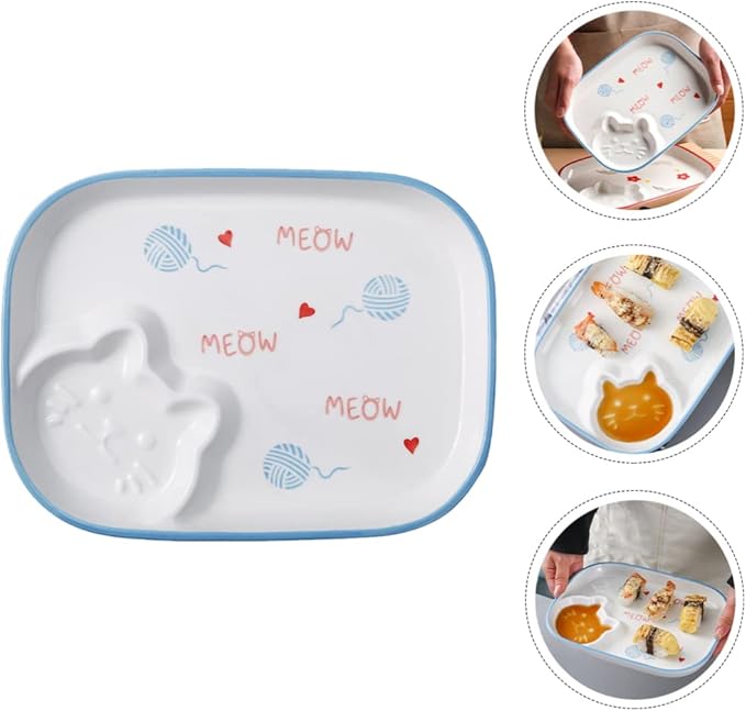 Hemoton 1pc Ceramic Dumpling Plate Sauce Compartment Multi-purpose Food Serving Plate for Appetizers Snacks and Desserts Lightweight Easy to Clean for Home and Restaurant Use