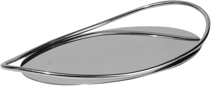 Serving Tray Organizer Tray Oval Ottoman Tray Luxurious Dinner Plate Fruit Plate Coffee Table Tray for Dining Room Countertop, Silver