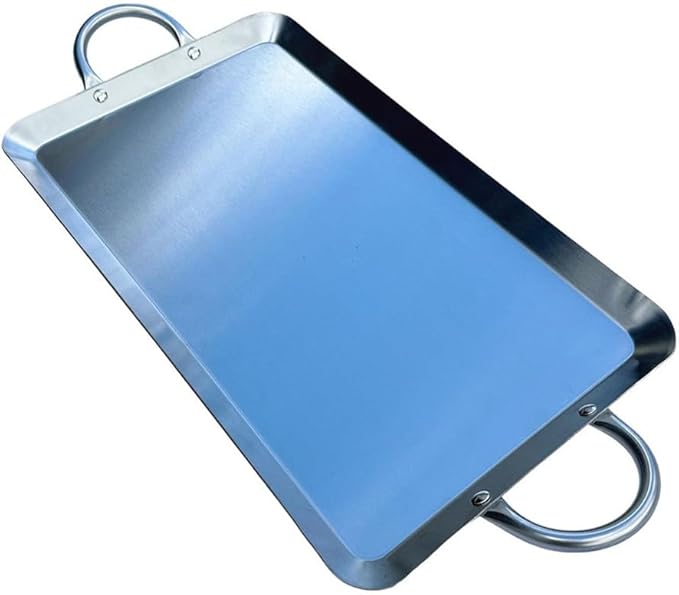 11-1/2" x 19" Stainless Steel Rectangular Serving Platter – Ottoman Tray with Handles for Kitchen, Parties & Decorative Display