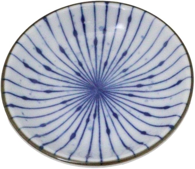 Ebros Gift Artistic Blue Waves Fubuki Tokusa Made In Japan Dinnerware Serveware Kitchenware Set Asian Japanese Restaurant Supply (Pack Of 6 Round Sauce Dish 1.5oz)