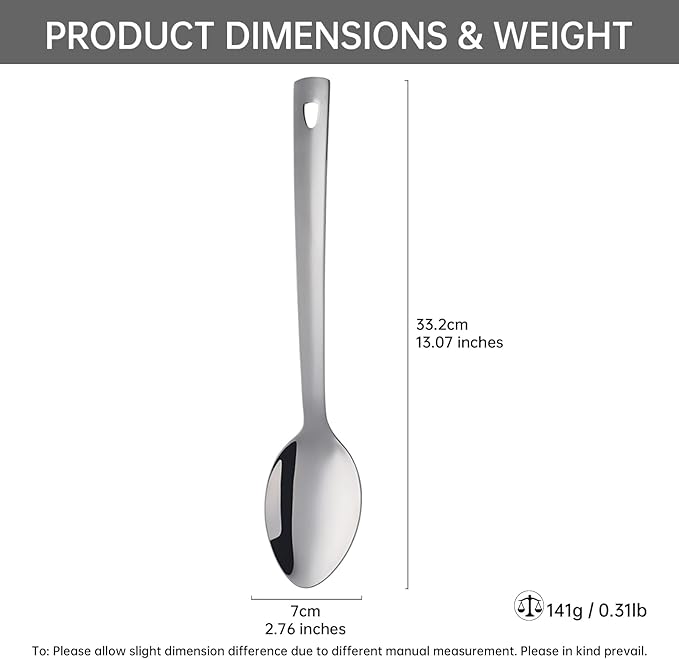 DOCBLACK 13 Inch Serving Spoons Set, Heavy Duty Stainless Steel Buffet Spoons with Long Handle for Kitchen, Restaurant, Party, Dishwasher Safe (Silver, 4PCS 13 inches)
