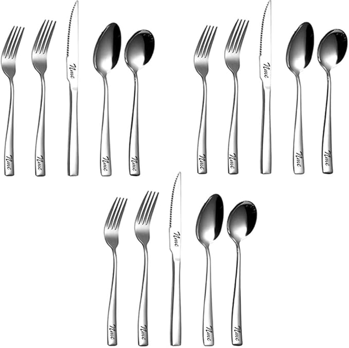 Flatware Set Personalized custom personal tableware Set of cutlery, Include 3 Knifes/ 3 Forks/3 Spoons, Mirror Polished, Personalized names will be engraved on your tableware(3 set)