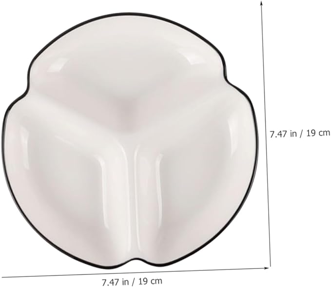 Ceramic Divided Plate Compartment Dinnerware Porcelain Portion Control Bowl for Parties for Serving Snacks Fruits Veggies and Appetizers