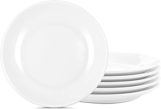 8 Pcs Ceramic Salad Plates, 8 Inch Ceramic Appetizer Plates,White Dinner Plate,Round Porcelain Serving Plate for Appetizers Dessert Salad, Microwave & Dishwasher Safe