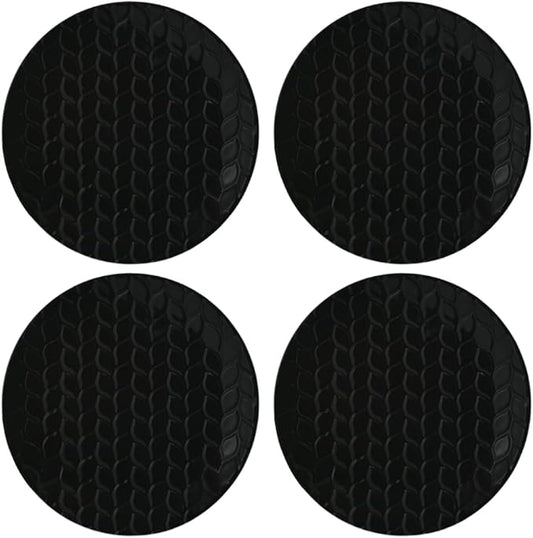 temp-tations by Tara Carved Willow Black Plates, Set of 4-8" Small Black Ceramic Plates for Appetizers, Microwavable, Dishwasher-Safe, Stoneware Dinnerware Sets, Premium Kitchen and Dining Dishes