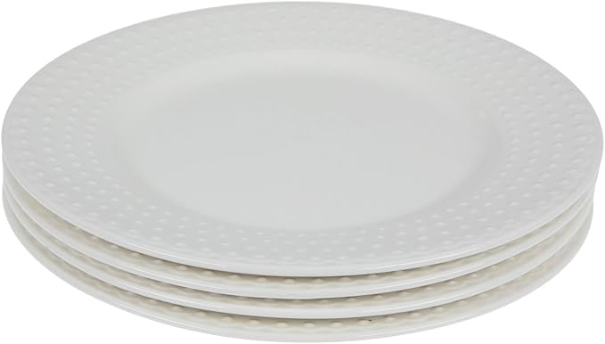 Hobby Lobby Hobnail Ceramic Dinnerware, White Glossy Finish, Set of 4 (10.5" Dinner Plate)