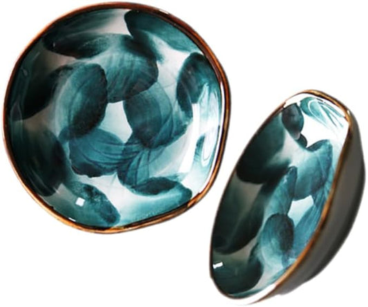 2pcs Handmade Ceramic Sauce Plates Retro Hand-painted Japanese Snack Dishes for Appetizers and Unique Tableware for Home and Restaurant Use
