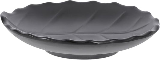 Japanese Style Leaf Pattern Appetizer Plate, Black Dessert and Salad Tray, Ceramic Kitchen Serveware for Home Dining and Entertaining