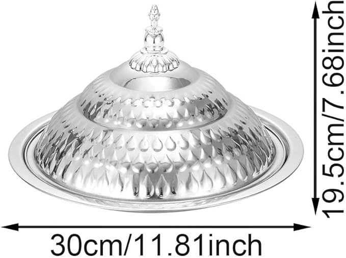 Stainless Steel Food Serving Tray with Lid, Decorative Serving Platter for Snacks Desserts Fruit Display for Kitchen Party