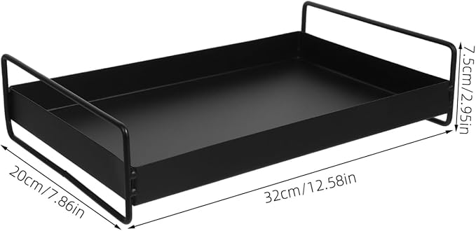 Mobestech Metal Serving Tray with Handles Decorative Tray for Coffee Table Snack Storage Holder Food Serving Platter Suitable for Fruits and Beverages