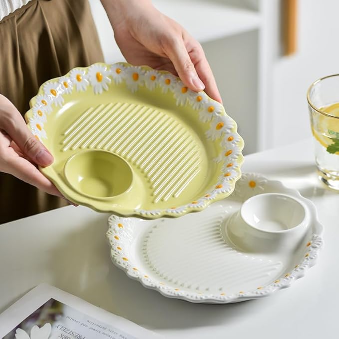 Multi Purpose Appetizer Ceramic Tray Vinegar Bowl Elegant Sushi Cookie Serving Dishes Dipping Sauce Plate for Dumplings French Fries Snacks Homes Restaurants Design Sense Souvenirs