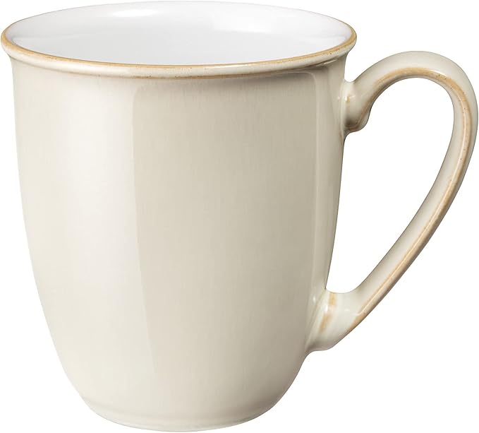 Denby - Linen Cream Coffee Mugs - Set of 2-330ml Stoneware Tea Mug Set - Dishwasher Safe, Microwave Safe