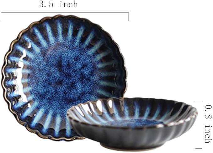 Gaolinci 3.5 Inches Flower Shape Ceramic Sauce Dish,Mini Side Seasoning Dish,Snack Serving Dishes,Porcelain Small Saucer Set(Set of 4)