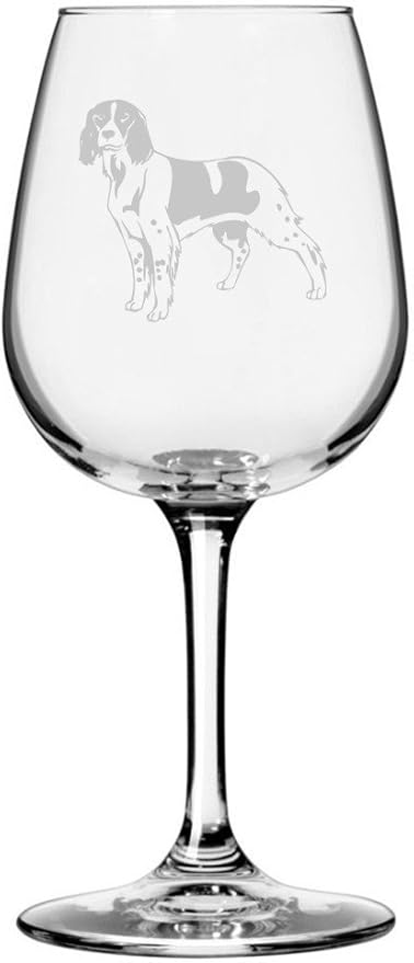 Etched Laser Art French Spaniel Personalized Dog Themed Etched 12.75oz Wine Glass Custom Dog Breed Wine Glasses, Ideal for Pet Lovers, Unique Birthday Gift for Men & Women, Personalized Gift
