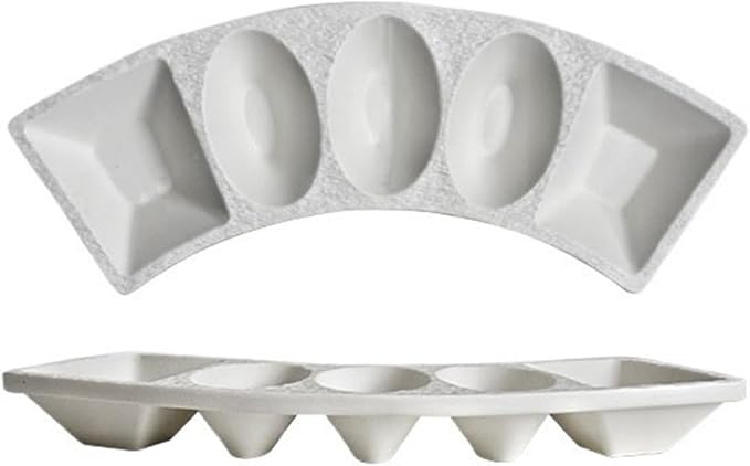 Sauce Dish Home Simple Multi-Compartment Seasoning Dish Creative Ceramic Restaurant Sauce Dish Appetizer Dish Snack Dish Snack Plate(White)