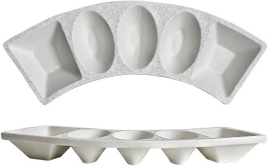 Sauce Dish Home Simple Multi-Compartment Seasoning Dish Creative Ceramic Restaurant Sauce Dish Appetizer Dish Snack Dish Snack Plate(White)