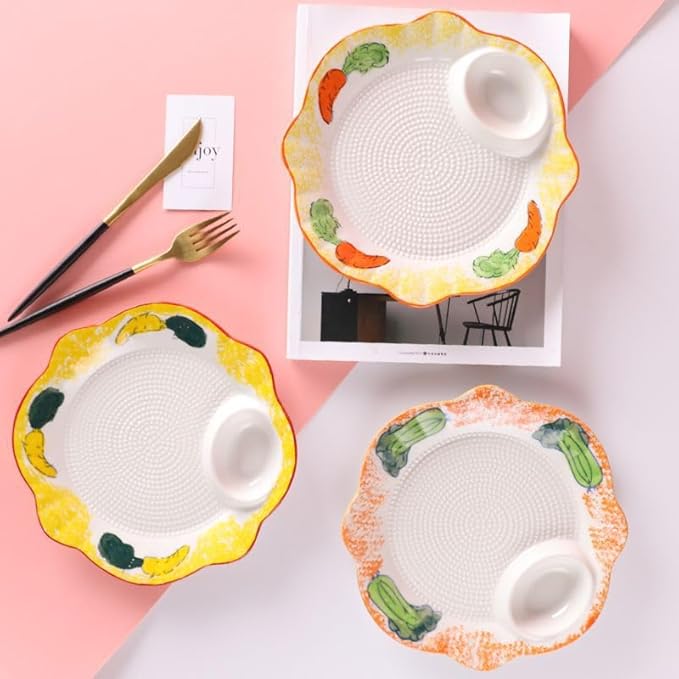 Multi Purpose Appetizer Ceramic Tray Vinegar Bowl Elegant Sushi Cookie Serving Dishes Dipping Sauce Plate for Dumplings French Fries Snacks Homes Restaurants Design Sense Souvenirs