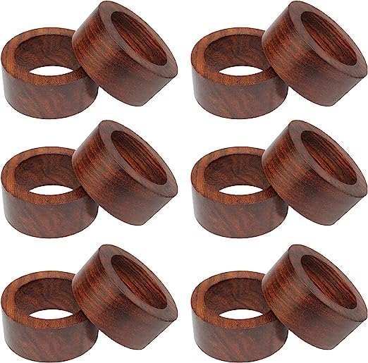Napkin Rings for Dining Table, Classic Farmhouse Style, Holiday and Party Decor, Table Setting Accessories (Brown, 12.)