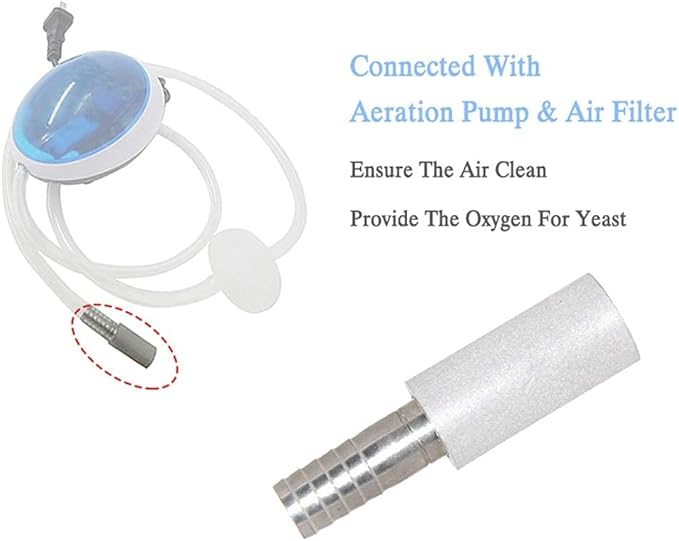 Joywayus 2PCS Aeration Stone 0.5 Micron 316 Stainless Steel Oxygenation Diffusion Stone 3/8" Barb for Home brewing Wine Beer Soda