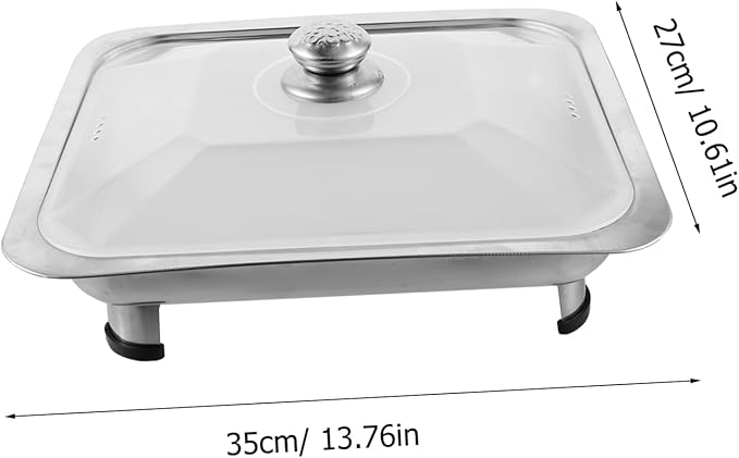 Alipis Stainless Steel Platter Box Lid Divided Serving Tray Buffet Plate Easy to Clean Round Corner Design Visual Cover