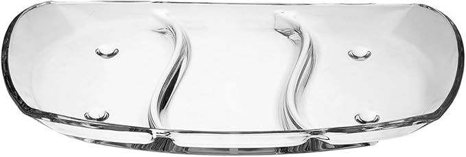 Prima Oblong 14.5" Glass Tray 3 Section