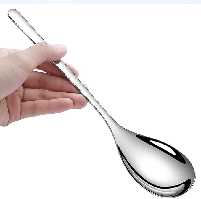 Slotted & Solid Serving Spoons Set, 9.4 Inch Stainless Steel Serving Utensils for Kitchen, Party, Buffet Tableware Set, Extra Large - Professional Restaurant Size, 2-Piece