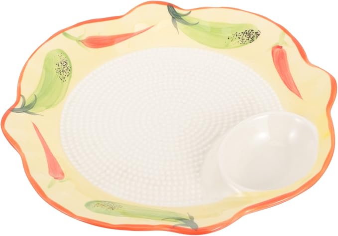 OUNONA Ceramic Divided Dumpling Plate with Sauce Dish Elegant Serving Tray for Snacks Fruits and Appetizers for Home Weddings and Gatherings