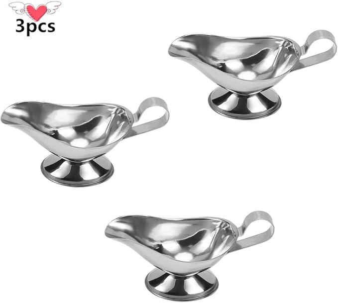 Stainless Steel 3 OZ Gravy Boat Juice Bucket Dish Roasting Sauce Dish 3 Pack