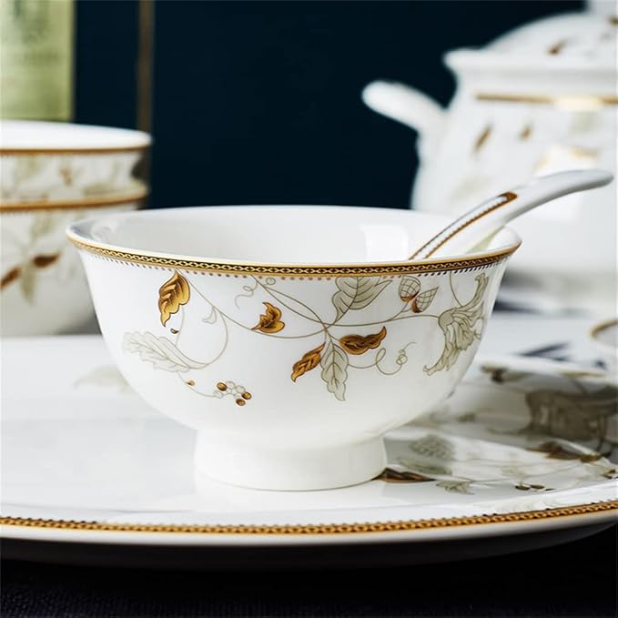 56 Pieces of European Tableware Bowls Plates Ceramic Sets Tableware Sets Kitchenware Sets