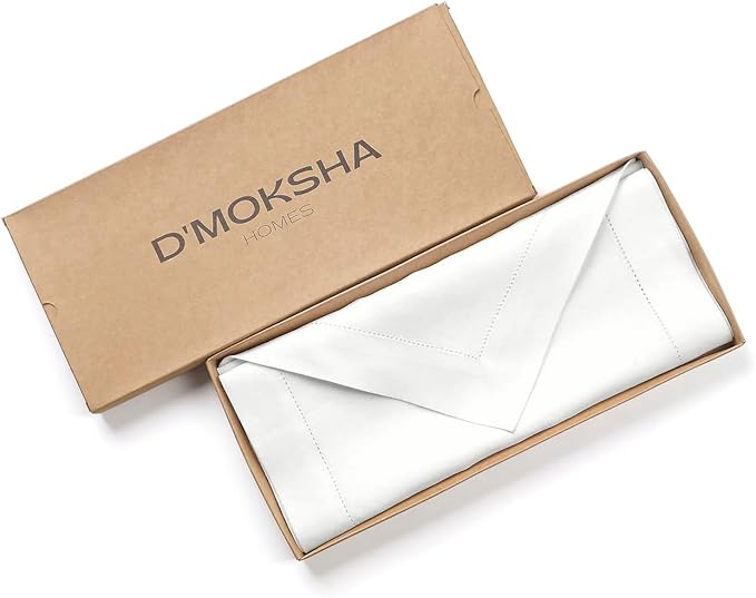 D'Moksha Homes White Linen Table Runner 120 Inches Long - 100% Pure Linen Diamond Table Runner 14 x 120 Inch for Dining, Winter, Christmas, Holiday, New Year - Machine Washable