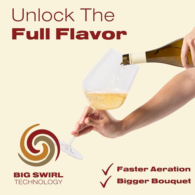 Magnum Giant Wine Glass - Premium Crystal Wine Glasses Set of 2 - Fits Entire 750 ml Bottle