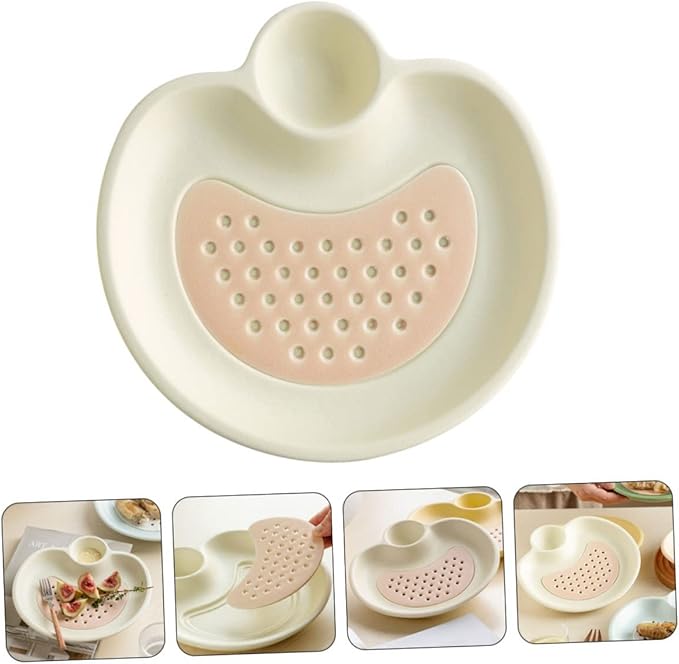 Dipping Plate Drain Tray Dumpling Serving Plate Ceramic Snack Dish Unique Design Dishwasher Safe