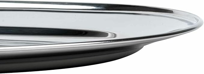 Soro Essentials- 18" x 12" Stainless Steel Oval Serving Platter 7mm Thickness Set of 2- Heavy Weight Serving Tray Party Food Display Tray Ideal for Serving Appetizer Charcuterie Food Snack Dessert