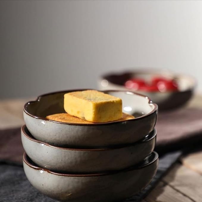 Snack Plate Hand Drawn Dipping Dishes Japanese Style Ceramic Seasoning Plate Vinegar Kitchen Dipping Bowl Appetizer Sushi Serving Plate Snack Tray (Color : E)