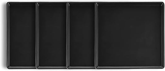 Stone Lain Grace Stoneware Dinner Plate Set, Includes 4 Plates, Black