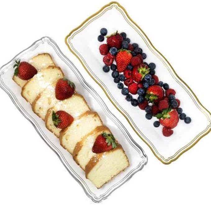 's Aristocrat Collections: 13.75 X 6 inches Narrow Serving Trays White & Gold Border: BPA Free for All Occasions: 24CT