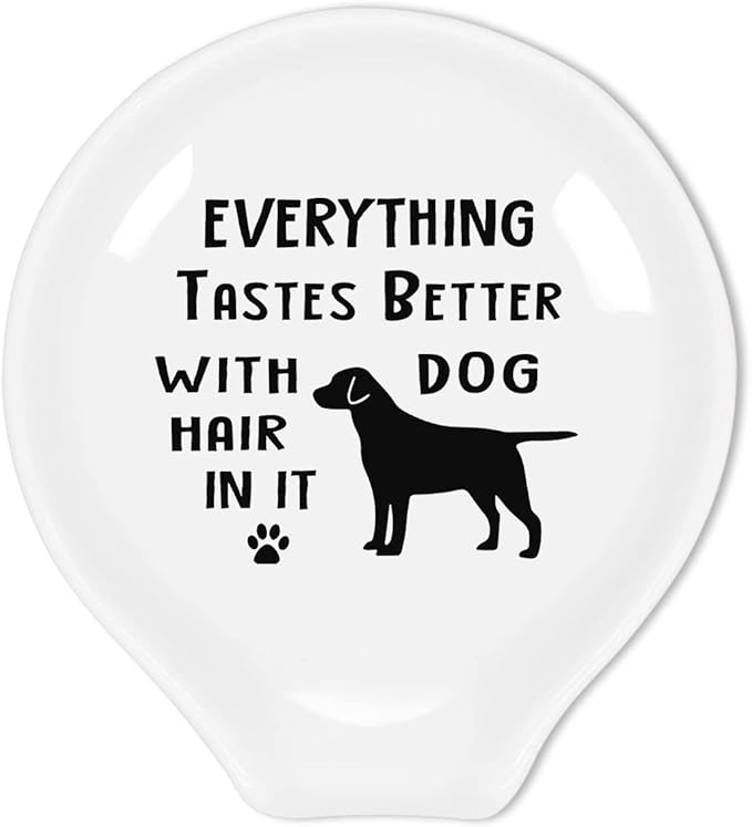 Ceramic Coffee Spoon Rest - Labrador Dog Hair Pattern - Black/White - CH Model