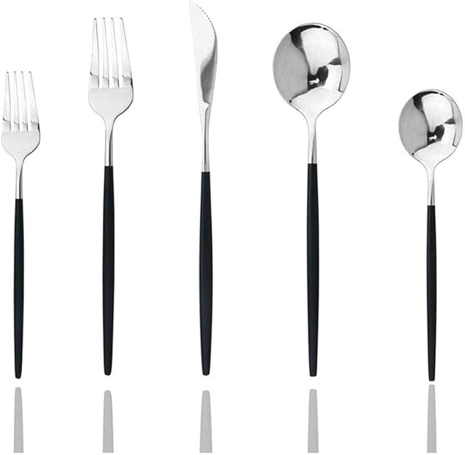 JASHII 30-Piece Stainless Steel Satin Finish Flatware Set, Mirror Polished Tableware Cutlery for Home and Restaurant, Dishwasher Safe