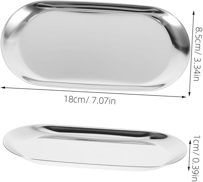 Cabilock 2pcs Stainless Steel Tip Tray for Easy Tip Collection Decorative Serving Tray for Bartenders and Waitstaff Storage Dish for Jewelry and Towel Display