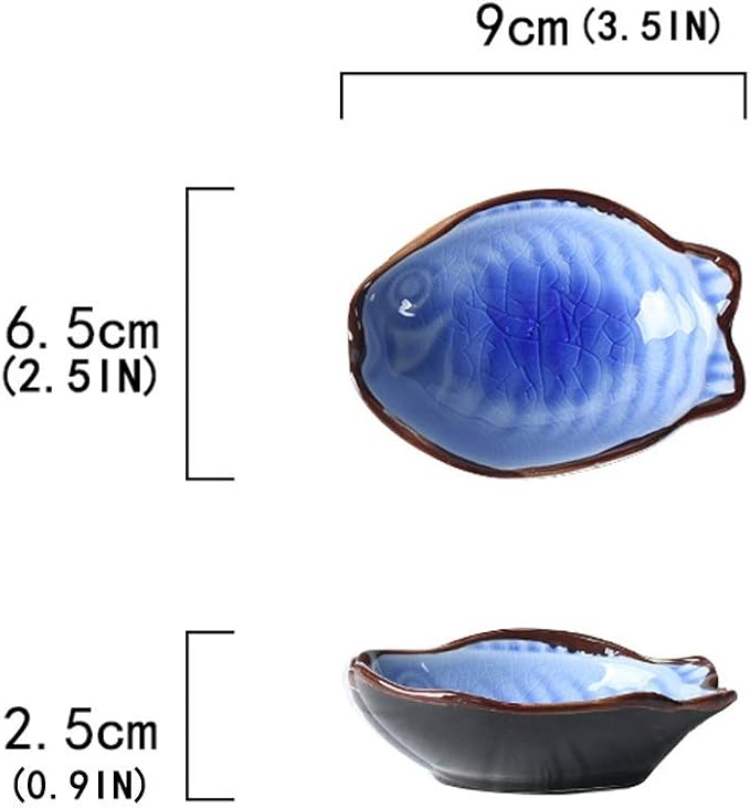 Ceramic Cutlery Salad Bowl Ceramic Fish Shape Appetizer Plates, Seasoning Plate, Snack Plate, Dipping Sauce Plate, Fruit Pastry Plate, Side Dish Plate Small Bowl (Color : B)