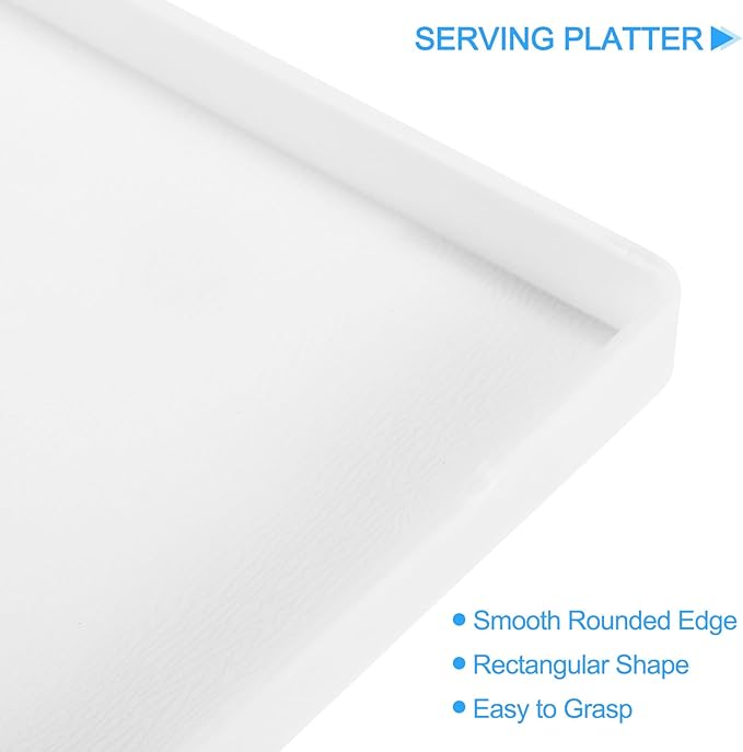 uxcell 2Pcs Serving Tray Small White Mini Tray 6" x 9" Plastic Rectangular Wooden Serving Trays Decorative Ottoman Platter for Breakfast Kitchen Bathroom