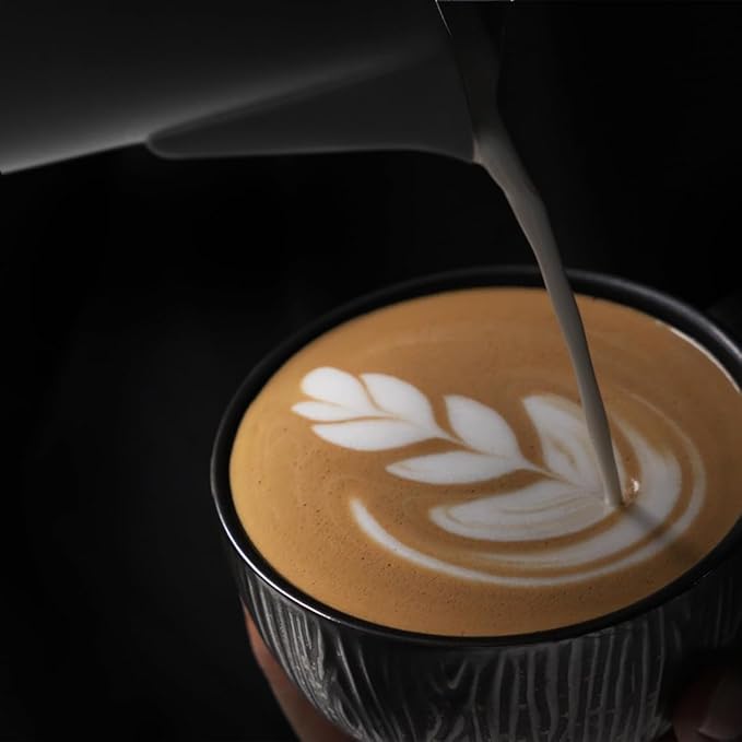 Milk Frothing Pitcher 450ml/15oz,304 Stainless steel Espresso Steaming Pitcher,milk frother cup,Milk Jug Cup,Latte Art(black)