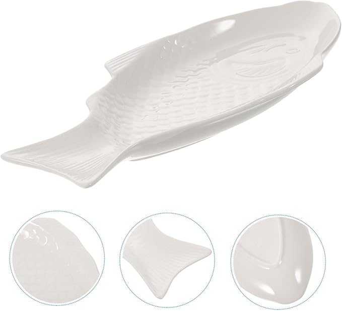 GLEAVI Fish Design Ceramic Plate Snack Storage Appetizer Dish Creative Tableware Restaurant and Home Decor