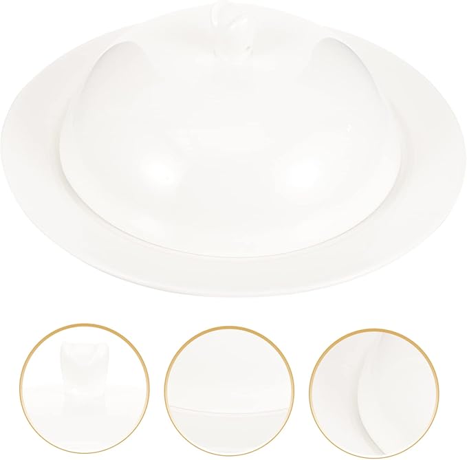 Alipis Lidded Ceramic Serving Plate Dome Elegant Covered Dish for Steak Dessert and Appetizers Porcelain Platter for Parties and Entertaining